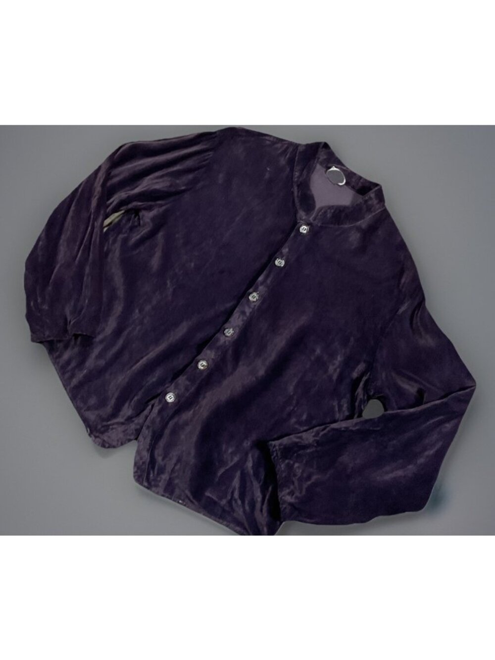 CP Shades Blouse Womens S Purple Velvet Button Front Long Sleeve Vintage Goth